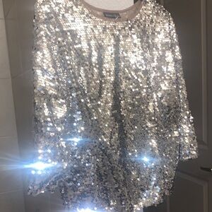 BOLD elements Silver Sequin Top